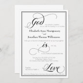 God is Love Graceful Script Wedding Invitation Kaart (Voorkant / Achterkant)
