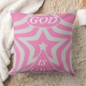 "God Is Love" Pastel Pink & Gray Star Christian Kussen (Deken)