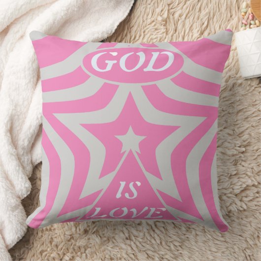 "God Is Love" Pastel Pink & Gray Star Christian Kussen (Deken)