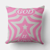 "God Is Love" Pastel Pink & Gray Star Christian Kussen (Voorkant)