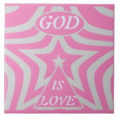 "God Is Love" Pastel Pink & Gray Star Nursery Art Tegeltje (Voorkant)