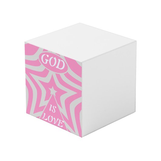 "God Is Love" Pastel Pink Star Personalized Desk  Kubus (Voorkant hoekig)