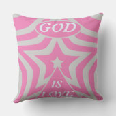 "God Is Love" Pastel Roze & Grijs Ster Christelijk Kussen (Achterkant)