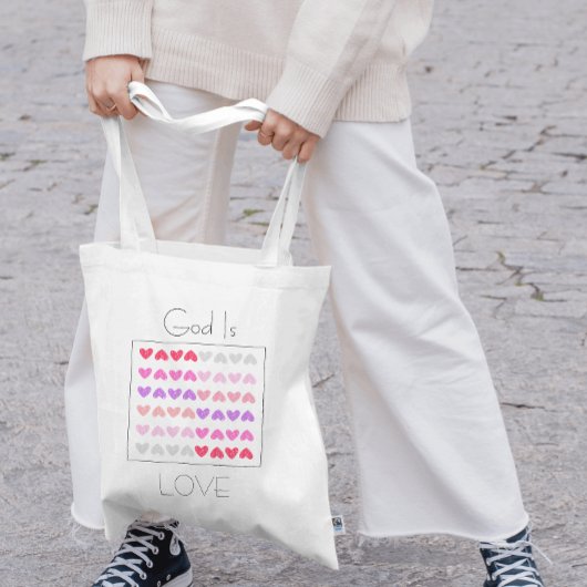 God is Love Pink Hearts Valentijn Tote Bag