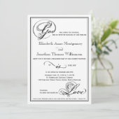 God is Love Royal Script Wedding Invitation Kaart (Staand voorkant)