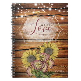 God is Love Rustic Sunflower Persoonlijk Notitieboek