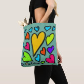 God is Love with Hearts Turquoise Tote Bag (Dichtbij)