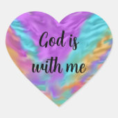 God Is Met Me Regenboog Hart Stickers (Voorkant)