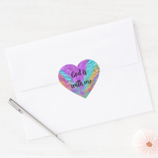 God Is Met Me Regenboog Hart Stickers (Envelop)