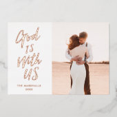 God is met ons geloof folie feestdagenkaart (Voorkant)