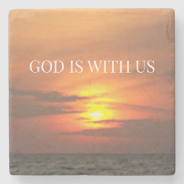 "God Is Met Ons Zonsopgang Minimalistisch Ontwerp" Stenen Onderzetter