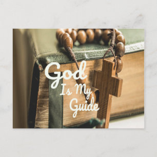God is mijn Bijbel en Rosary Cross Briefkaart
