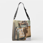 God is mijn Bijbel en Rosary Cross Crossbody Tas (Achterkant)