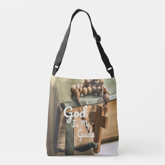 God is mijn Bijbel en Rosary Cross Crossbody Tas (Achterkant)