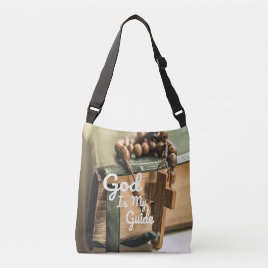 God is mijn Bijbel en Rosary Cross Crossbody Tas (Voorkant)
