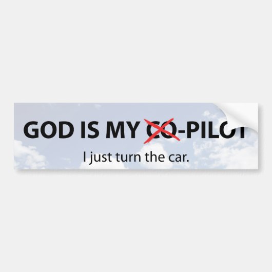 God is mijn C-o-Pilot Bumpersticker (Voorkant)