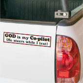 "God is mijn co-piloot" bumpersticker. Bumpersticker (Op Truck)