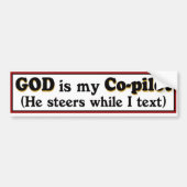 "God is mijn co-piloot" bumpersticker. Bumpersticker (Voorkant)