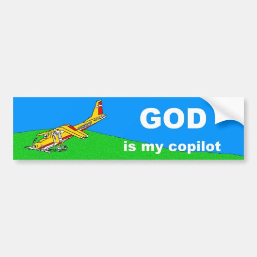 god is mijn copiloot bumpersticker (Voorkant)