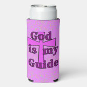 God Is Mijn Gids Paarse Cross Coozie (Seltzer Achterkant)