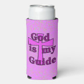 God Is Mijn Gids Paarse Cross Coozie (Seltzer Voorkant)