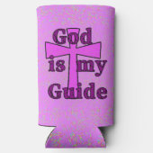 God Is Mijn Gids Paarse Cross Coozie (Achterkant)