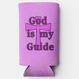 God Is Mijn Gids Paarse Cross Coozie