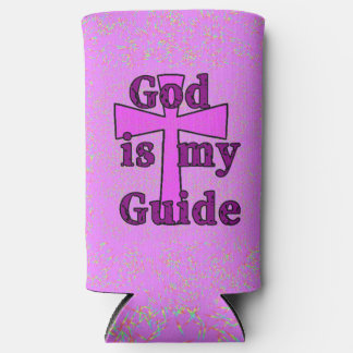 God Is Mijn Gids Paarse Cross Coozie