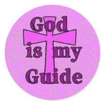 God is Mijn Gids Paarse Cross Sticker 