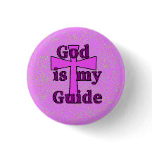 God is mijn Gids Paarse Kruis Knop Speld