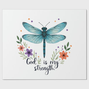 God is mijn kracht Bloemendansvlieg Christelijk T- Cadeaupapier
