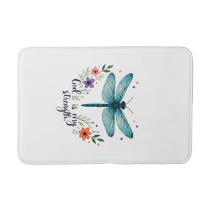 God is mijn kracht Bloemendragonfly Christelijk T- Badmat