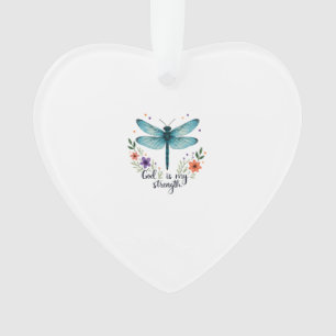 God is mijn kracht Bloemendragonfly Christelijk T- Ornament