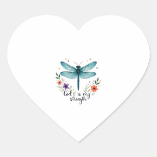 God is mijn kracht Bloemenvlieg Christelijk T-Shir Hart Sticker