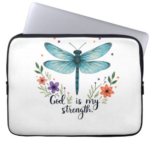 God is mijn kracht Bloemvlinder Christelijk T-Shir Laptop Sleeve