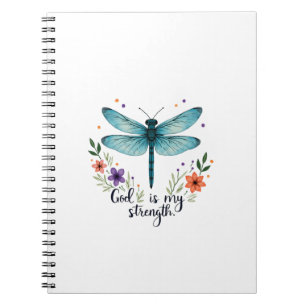 God is mijn kracht Bloemvlinder Libelle Christelij Notitieboek