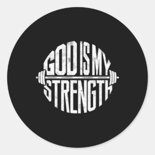 God is mijn kracht Christelijke Faith Gym Workout Ronde Sticker