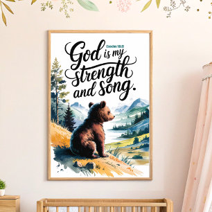 God is Mijn Kracht Christelijke Peuter Kinderen Mu Poster