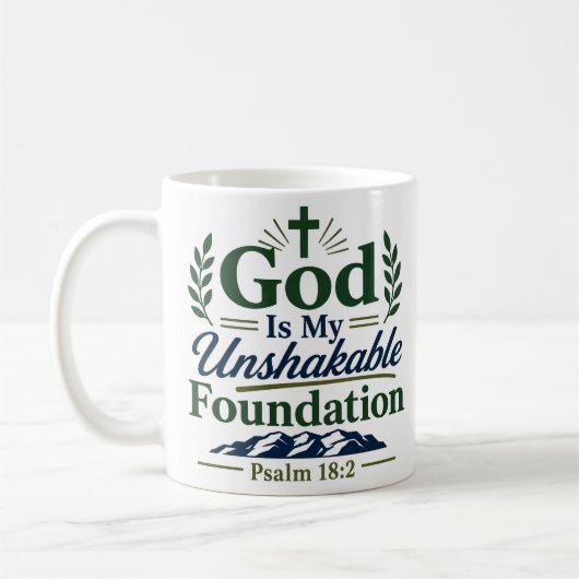 God Is Mijn Onwankelbare Fundament Moderne Christe Koffiemok (Links)