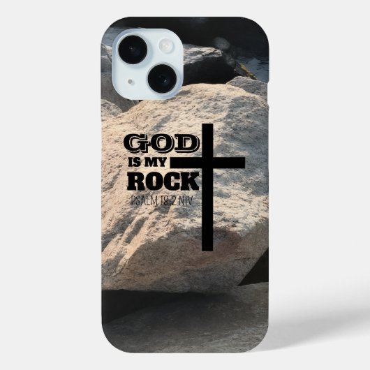 God is Mijn Rots Bijbeltekst Zwarte Kruis Christel Case-Mate iPhone Case (Achterkant)
