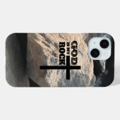 God is Mijn Rots Bijbeltekst Zwarte Kruis Christel Case-Mate iPhone Case (Achterkant (horizontaal))
