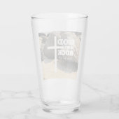 God is Mijn Rots Bijbelvers Wit Kruis Christelijk Glas (Achterkant)