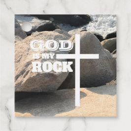 God is Mijn Rots Bijbelvers Witte Kruis Christelij Bedankjes Labels