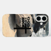 God is Mijn Rots Bijbelvers Zwarte Kruis Christeli Case-Mate iPhone Case (Achterkant (horizontaal))