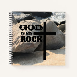 God is Mijn Rots Bijbelvers Zwarte Kruis Christeli Notitieboek