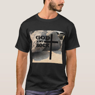 God is Mijn Rots Bijbelvers Zwarte Kruis Christeli T-shirt