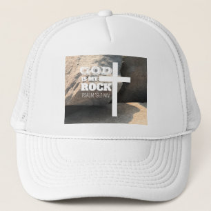 God is Mijn Rots Bijbelvers Zwarte Kruis Christeli Trucker Pet