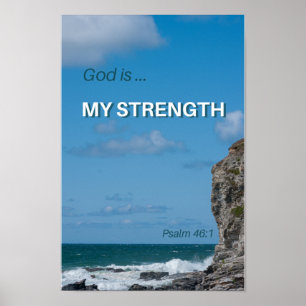 God is mijn Sterke Inspirerend Bijbelverse Poster