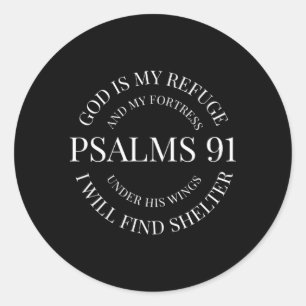 God is mijn toevlucht en mijn vesting psalm 91 ond ronde sticker