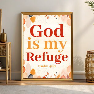 God is mijn toevluchtsoord Boho Christelijke Wall Poster